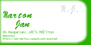 marton jan business card